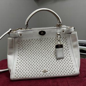 Coach Handbag - White w/Gold Studs